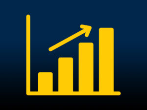 An icon of a bar graph with an arrow pointing upwards